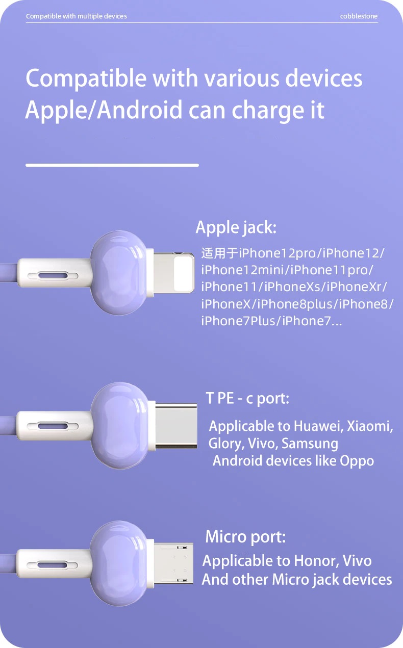 Zinxhirë çelësash 3 në 1 Kabllo USB e tipit C për iphone Mikro USB dhe tipit C për android