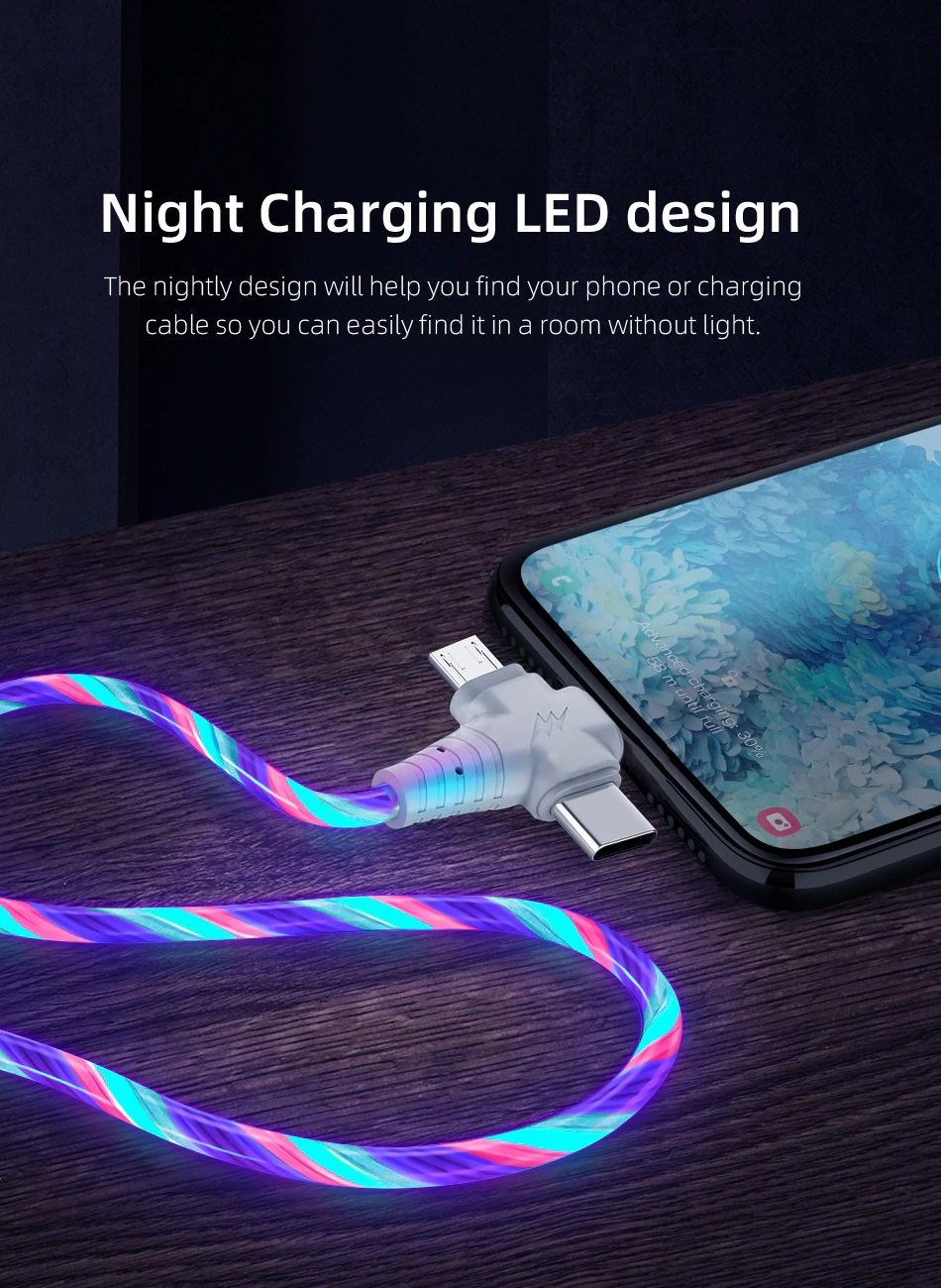 Kabllo usb me ndriçim 3 në 1 8-Pin Mikro USB dhe tipit C