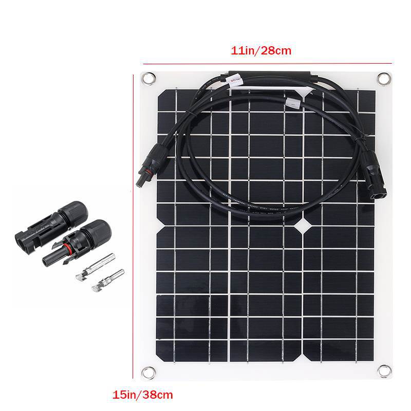 Kit Panel Diellor fleksibël 15W-300W ngarkues baterie 12V me dy USB dhe kontrollues 30A