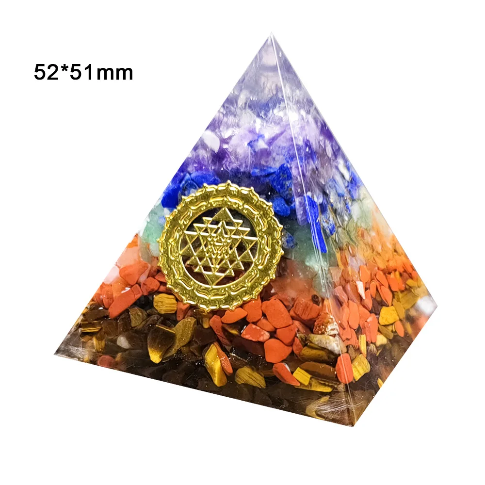 Gurr Orgonite Piramid Energjie Natyrore 7 Chakra Bilancues Shërues për Meditim dhe Yoga