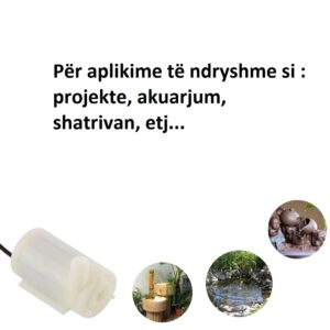 Mini Pompë uji zhytëse Pompë me motor brushless me zhurmë të ulët 120L/H DC 3-6V