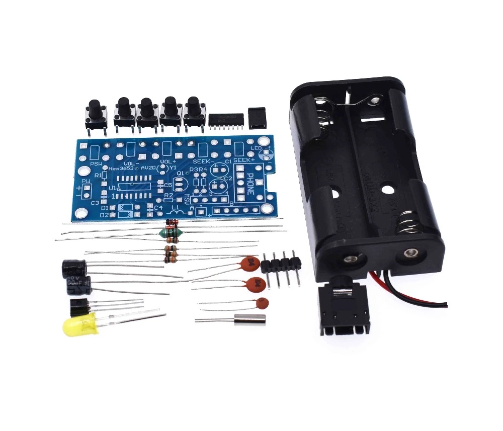 Kit mësimor për të ndërtuar marrës radio FM stereo me valë PCB 76MHz-108MHz DC 1,8V-3,6V