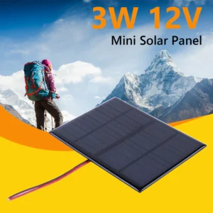 Paneli diellor portativ 3W 12V, Pllakë polisilikoni, karikues i baterisë/telefonit celular 9-12 V