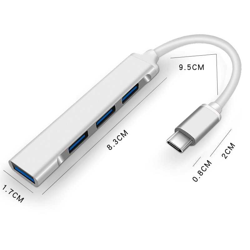 USB HUB Lloji C 4 Porta me shumë ndarës OTG për Macbook Air Pro Aksesorë kompjuteri për PC Lenovo HUAWEI Xiaomi