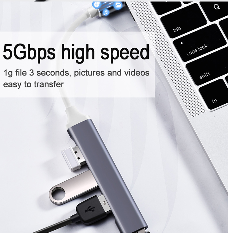 USB HUB Lloji C 4 Porta me shumë ndarës OTG për Macbook Air Pro Aksesorë kompjuteri për PC Lenovo HUAWEI Xiaomi