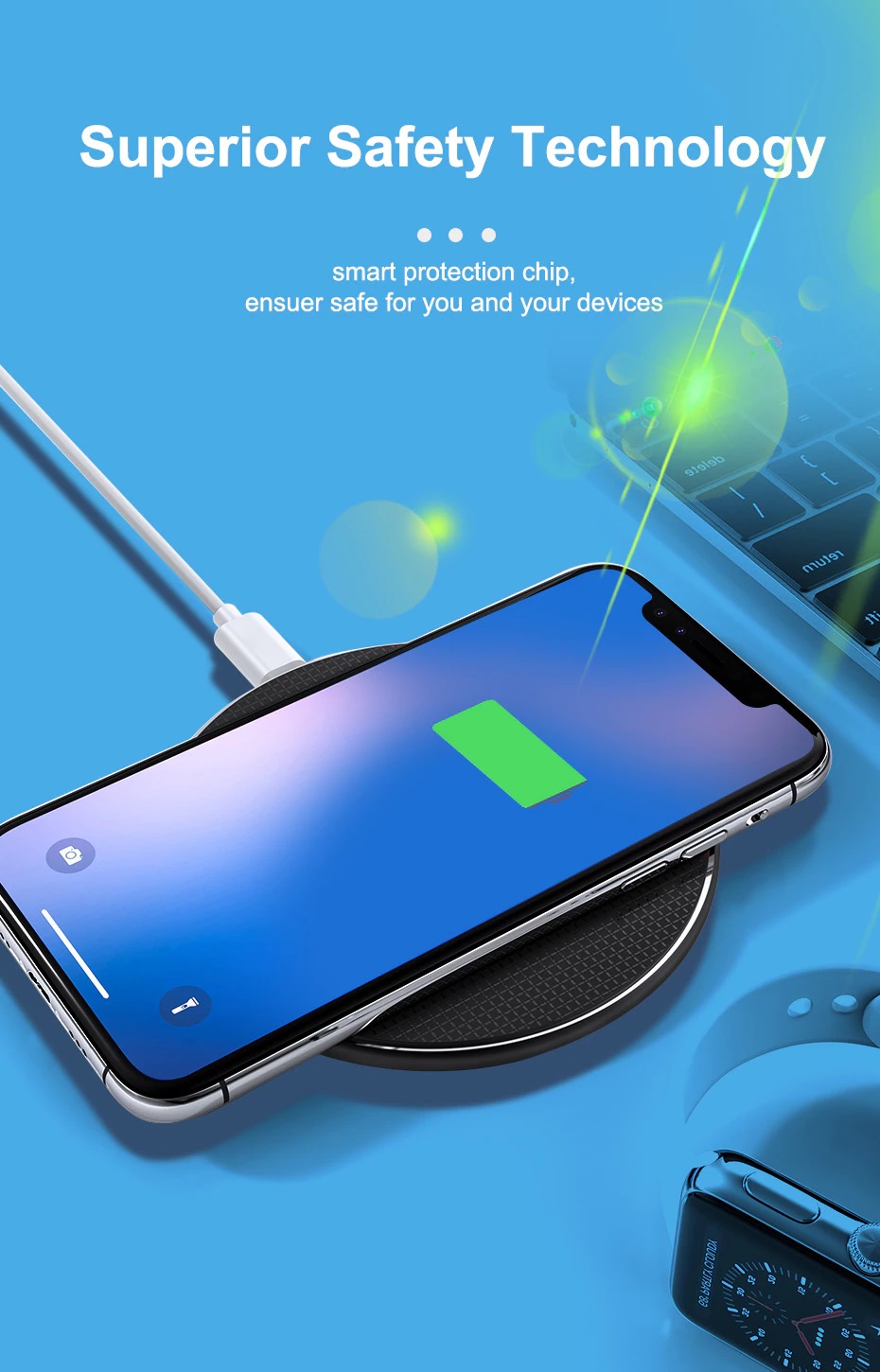 10W Qi Karikues Wireless për telefona dhe pajisje me karikim wireless