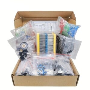 Kit Komponentësh Elektronikë me 1900 copë - Kondensatorë të ndryshëm, Rezistorë, LED, Transistorë, Priza DC, PCB, Amplifikatorë Operacionalë
