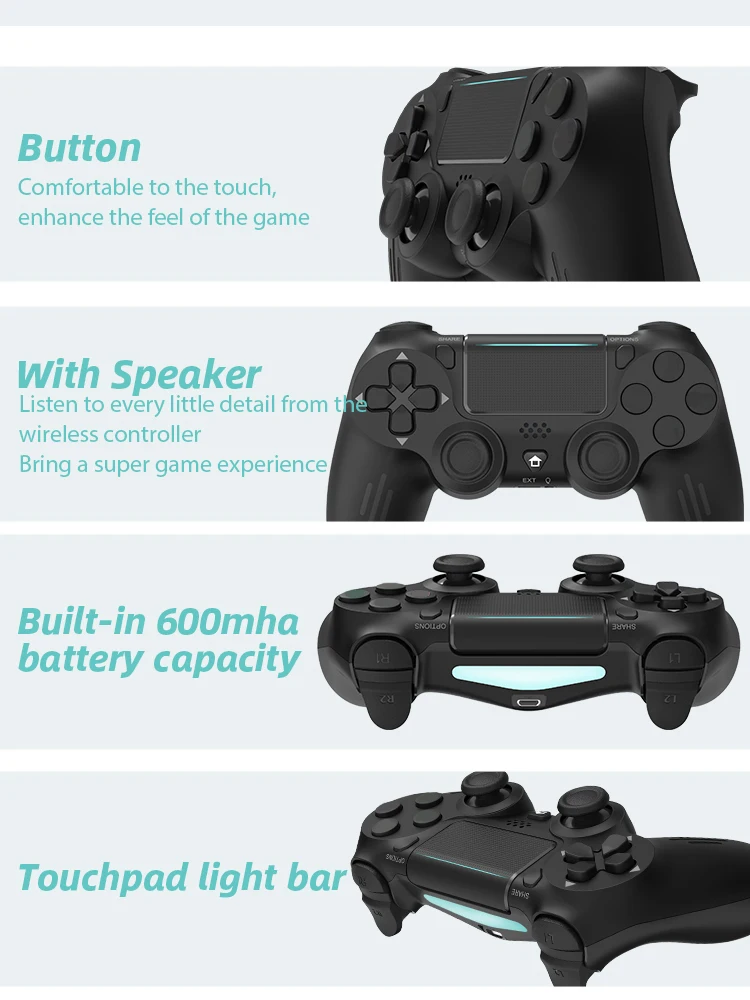 Kontrollues Lojërash Pa Tel DATA FROG me Dridhje të Dyfishtë për Konsolën PS4, PC dhe Android (e kuqe)